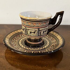Authentic Made In Greece Demitasse Cup and Saucer - Vintage
